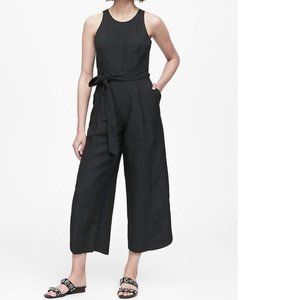 Banana Republic Linen Blend Cropped Jumpsuit Women’s Sz 8 Black